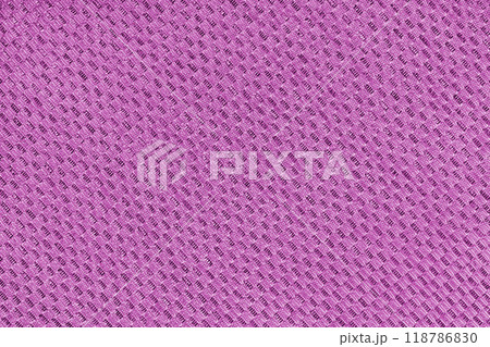 Texture of pink jacquard fabric of diagonal rough weave cloth structure macro background 118786830