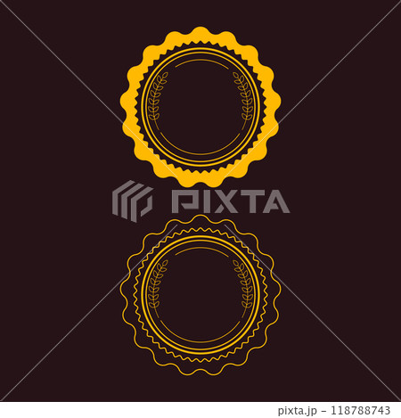 Blank vintage classic style badges genuine guarantee stickers  geometric simple emblems or logos  round shaped icons for design project or product labels. 118788743