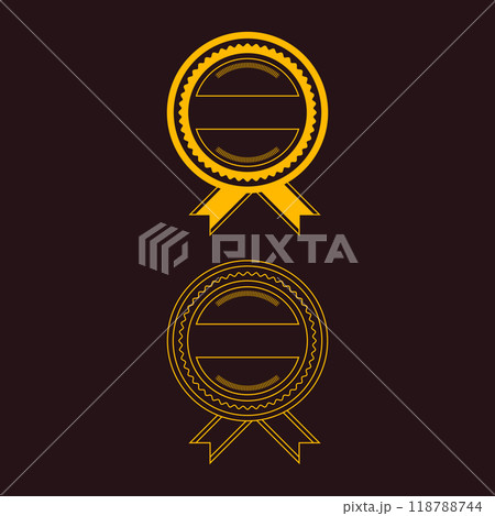 Blank vintage classic style badges genuine guarantee stickers  geometric simple emblems or logos  round shaped icons for design project or product labels. 118788744