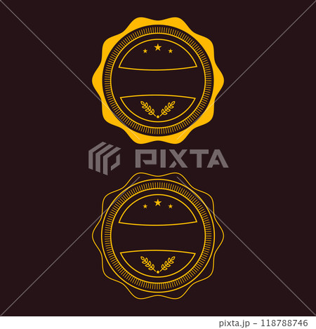 Blank vintage classic style badges genuine guarantee stickers  geometric simple emblems or logos  round shaped icons for design project or product labels. 118788746