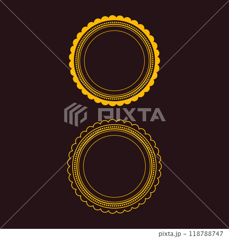 Blank vintage classic style badges genuine guarantee stickers  geometric simple emblems or logos  round shaped icons for design project or product labels. 118788747