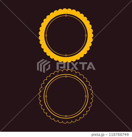 Blank vintage classic style badges genuine guarantee stickers  geometric simple emblems or logos  round shaped icons for design project or product labels. 118788749