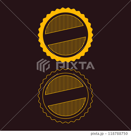 Blank vintage classic style badges genuine guarantee stickers  geometric simple emblems or logos  round shaped icons for design project or product labels. 118788750