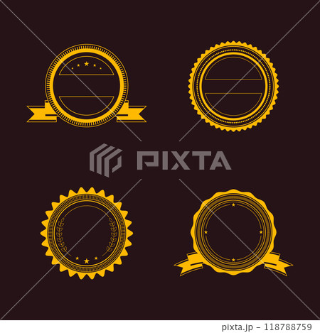 Blank vintage classic style badges genuine guarantee stickers  geometric simple emblems or logos  round shaped icons for design project or product labels. 118788759