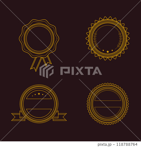 Blank vintage classic style badges genuine guarantee stickers  geometric simple emblems or logos  round shaped icons for design project or product labels. 118788764