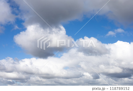 View of beautiful blue sky with and gray rainy clouds white clouds. View of beautiful blue sky with and gray rainy clouds white clouds. 118789152