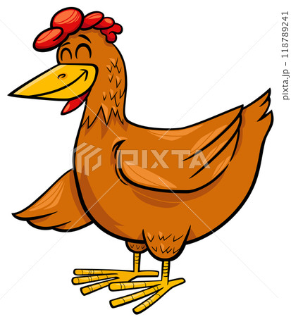 cartoon hen or chicken farm bird animal character cartoon hen or chicken farm bird animal character 118789241