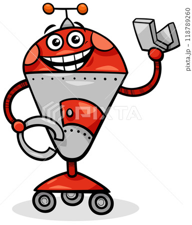 happy cartoon robot or droid fantasy character happy cartoon robot or droid fantasy character 118789260