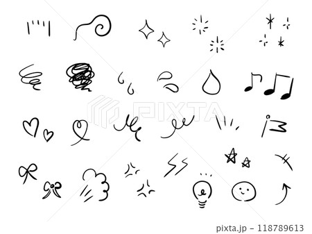 手描きの感情のあしらいの漫符イラスト アイコンセット 118789613