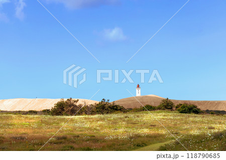 Rubjerg Knude Lighthouse on the coast of the North Sea in the Jutland in northern Denmark. 118790685