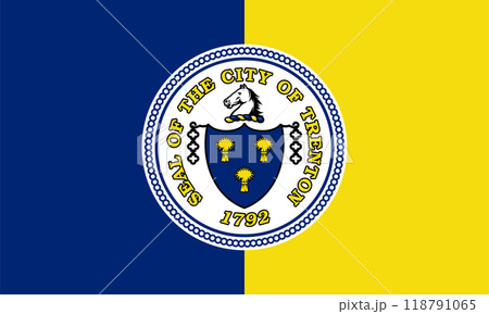 Flag of the city of Trenton, New Jersey, USA, original colors and proportions. Illustration 118791065