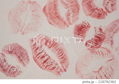 imprint of red lipstick, kiss, beautiful red lips imprint of red lipstick, kiss, beautiful red lips 118792362