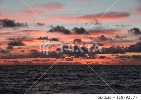 Sunset Sky Over The Sea, Beautiful Cloudscape, Dramatic Landscape 118792377