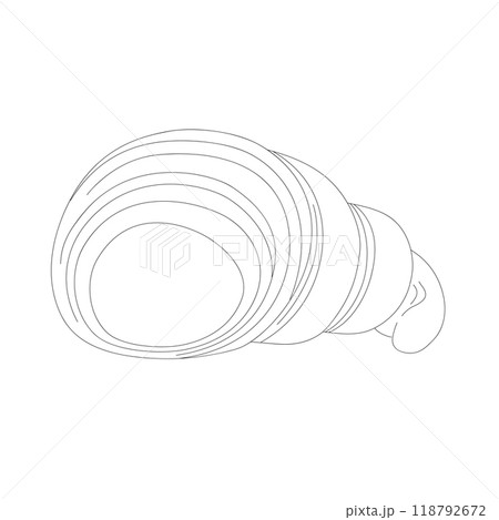 Hand drawn sliced croissant. Vector illustration of bakery product. Black and white drawing for menu, packaging and label 118792672