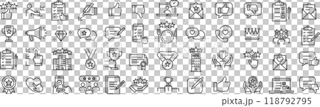 ベクターでモノクロのフィードバックに関する線画アイコンセット 118792795