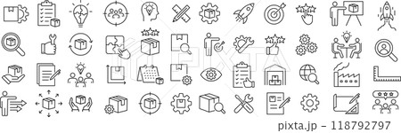 ベクターでモノクロの製品に関する線画アイコンセット ベクターでモノクロの製品に関する線画アイコンセット 118792797