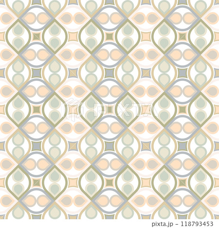 A seamless pattern of circles and squares in various shades of neutral colors. Vector illustration 118793453