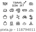 旅行テーマのシンプルな手描きアイコンセット 118794011