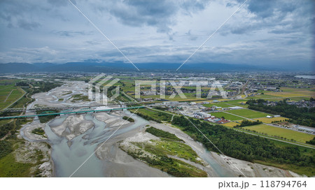 黒部川河口付近 黒部川左岸黒部市 空撮 黒部川河口付近 黒部川左岸黒部市 空撮 118794764