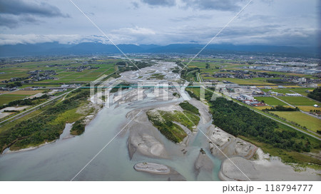 黒部川河口付近 黒部川左岸黒部市 空撮 黒部川河口付近 黒部川左岸黒部市 空撮 118794777