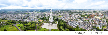 Aerial view of The Great Peace Prayer Tower or PL Peace Tower, in Osaka, Japan Aerial view of The Great Peace Prayer Tower or PL Peace Tower, in Osaka, Japan 118794959