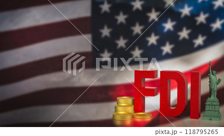 The fdi coins on USA flag for Business concept 3d rendering. The fdi coins on USA flag for Business concept 3d rendering. 118795265