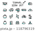 旅行イメージの手描きのシンプルアイコンセット 118796319