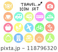 旅行イメージの手描きのシンプルアイコンセット 118796320