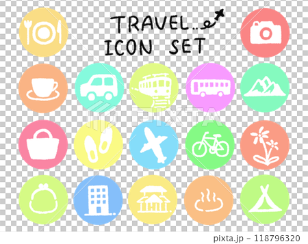 手繪簡單的旅行圖像圖示集 手繪簡單的旅行圖像圖示集 118796320