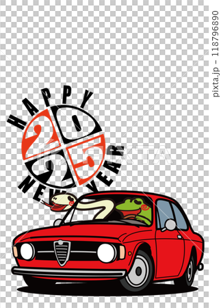 2025新年賀卡模板十二生肖與義大利復古運動 118796890