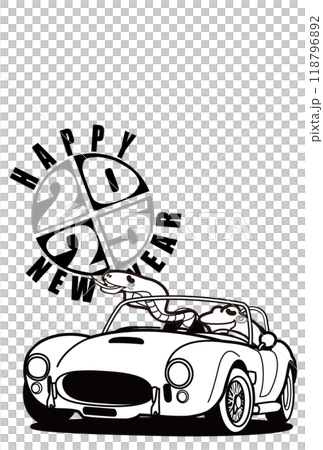 2025新年賀卡模板十二生肖與美國公開賽著色書風格 118796892