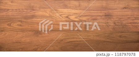 ウォールナットの茶色の木目の横長の板の背景画像 ウォールナットの茶色の木目の横長の板の背景画像 118797078