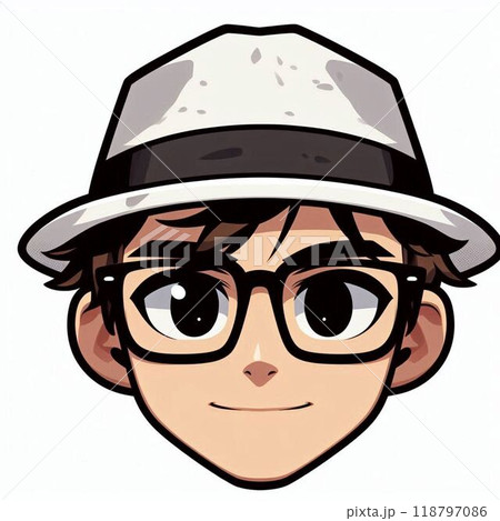 白い帽子を被った眼鏡の男性 118797086