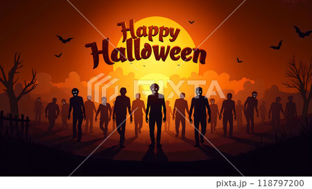 Zombie Happy halloween zombies walking towards the viewer Zombie Happy halloween zombies walking towards the viewer 118797200
