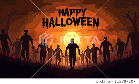 Zombie Happy halloween zombies walking towards the viewer 118797207