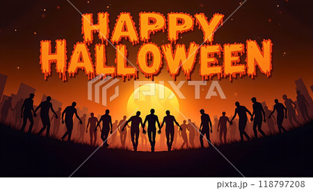 Zombie Happy halloween zombies walking towards the viewer 118797208