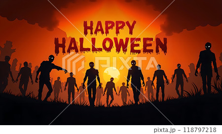 Zombie Happy halloween zombies walking towards the viewer 118797218