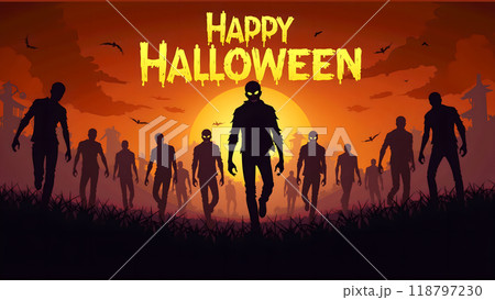 Zombie Happy halloween zombies walking towards the viewer Zombie Happy halloween zombies walking towards the viewer 118797230