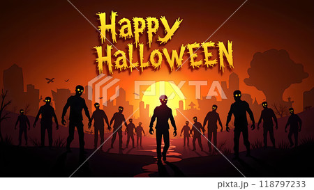 Zombie Happy halloween zombies walking towards the viewer 118797233
