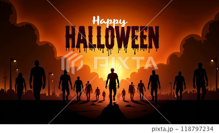 Zombie Happy halloween zombies walking towards the viewer 118797234