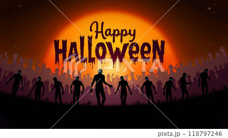Zombie Happy halloween zombies walking towards the viewer 118797246