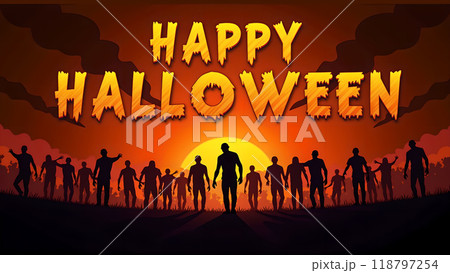 Zombie Happy halloween zombies walking towards the viewer 118797254