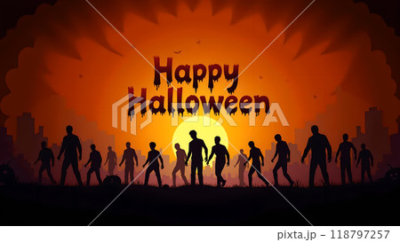 Zombie Happy halloween zombies walking towards the viewer Zombie Happy halloween zombies walking towards the viewer 118797257