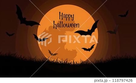 Happy halloween Moon Bats flying spooky 118797426