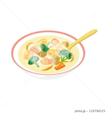 お皿に盛った　シチュー　スプーンセット 118798125