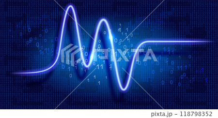 Schedule tracking of processor status, disk monitoring, CPU indicator or RAM on binary code background. Abstract banner with glowing graphs. 118798352
