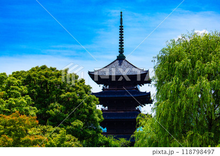 【京都風景】東寺　流れる雲と五重塔 118798497