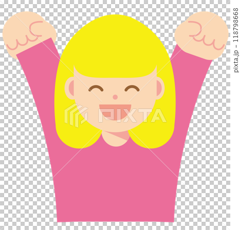 一個微笑的女人舉起雙拳的圖標 118798668
