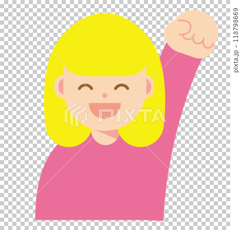 微笑的女人舉起拳頭的圖標 118798669