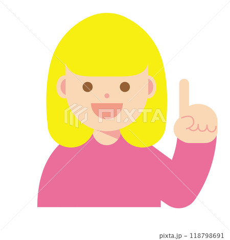 指し示す笑顔の女性のイラスト 118798691